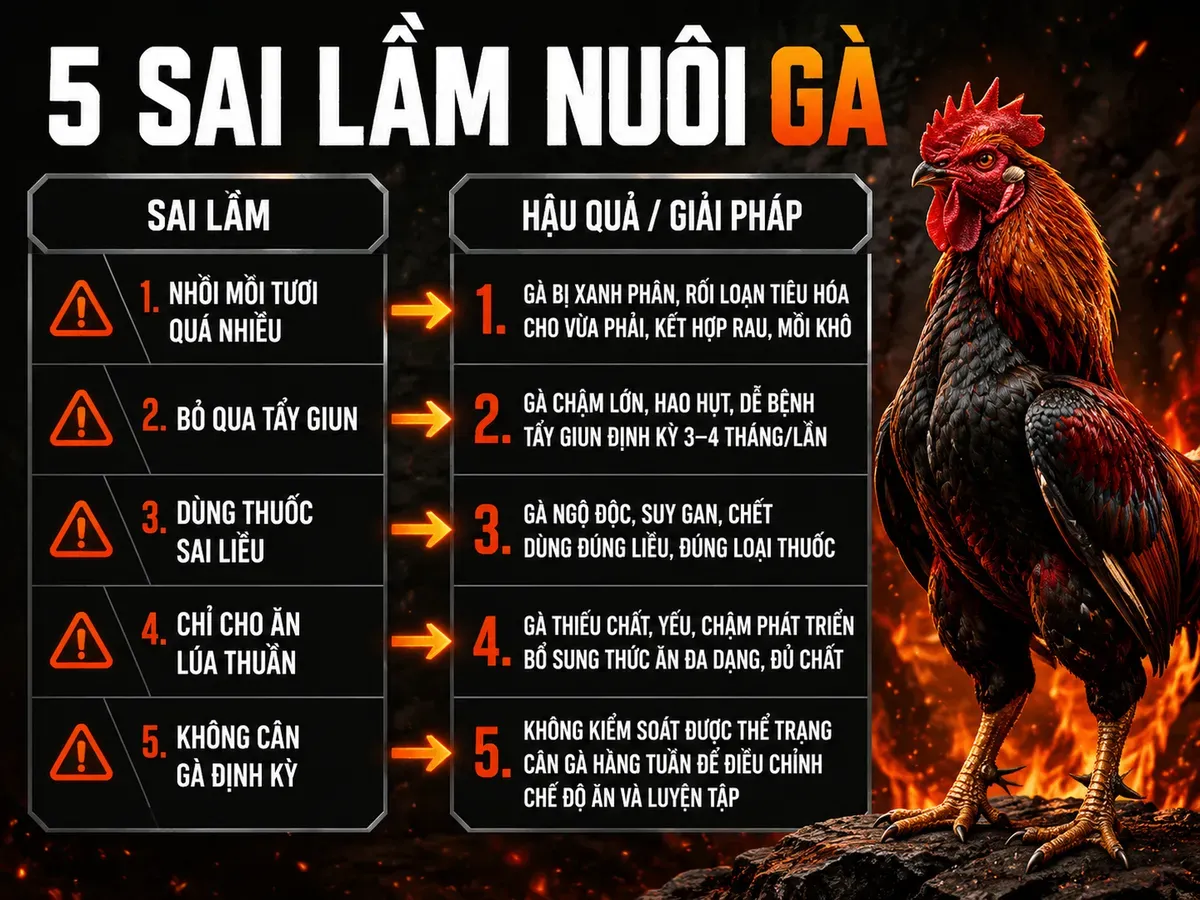 5 Sai Lầm Khiến Gà Không Lên Ký