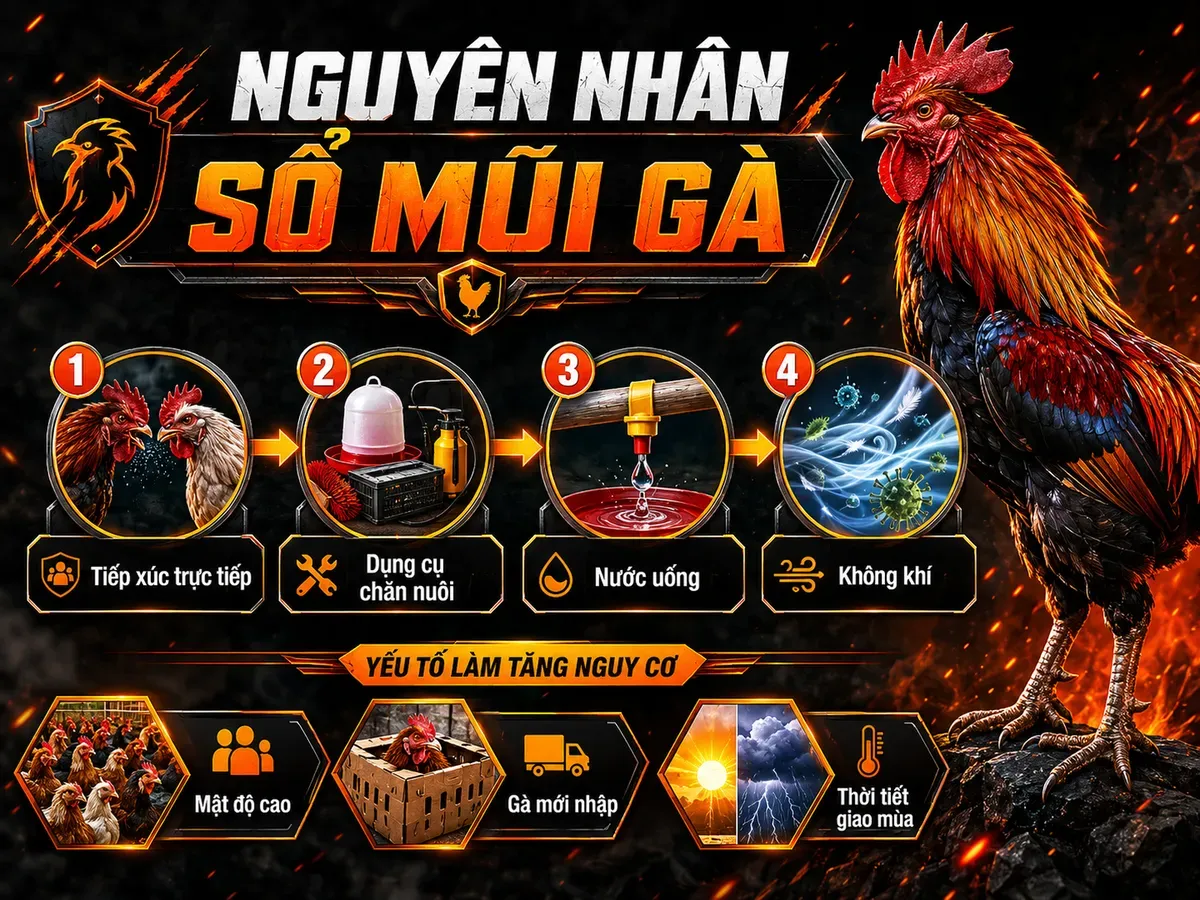 Nguyên nhân gây bệnh sổ mũi sưng mặt ở gà