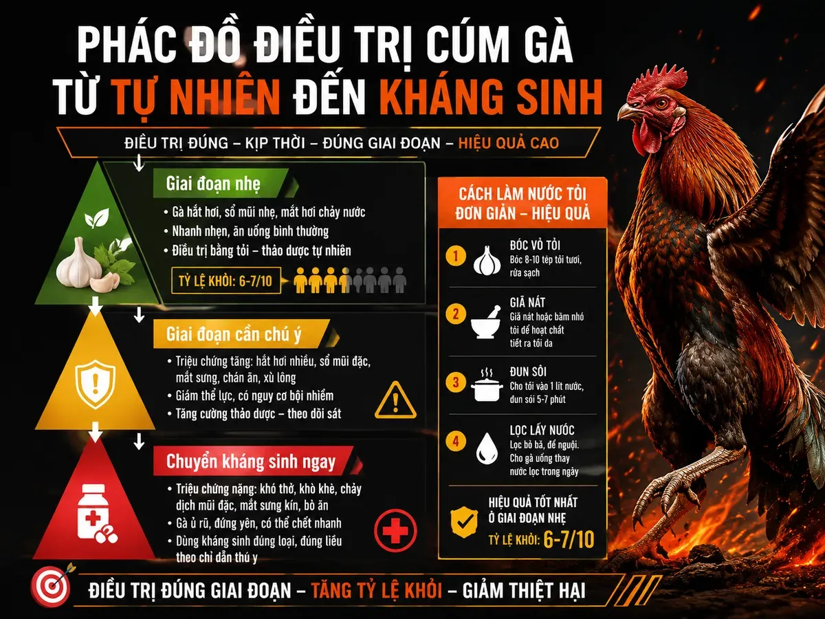 Cách trị gà bị sổ mũi bằng tỏi và thảo dược