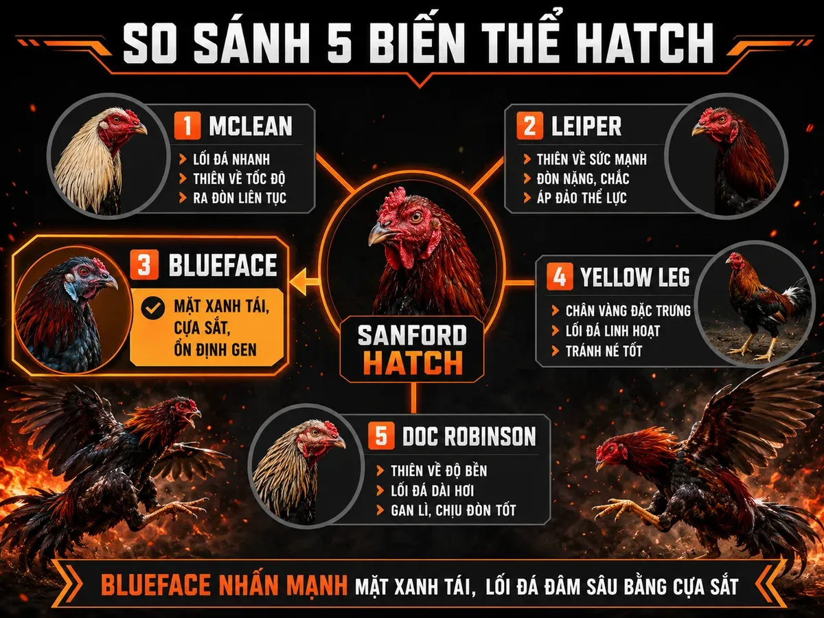 So sánh 5 biến thể chính của dòng Hatch, nhấn Blueface với mặt xanh tái và cựa sắt