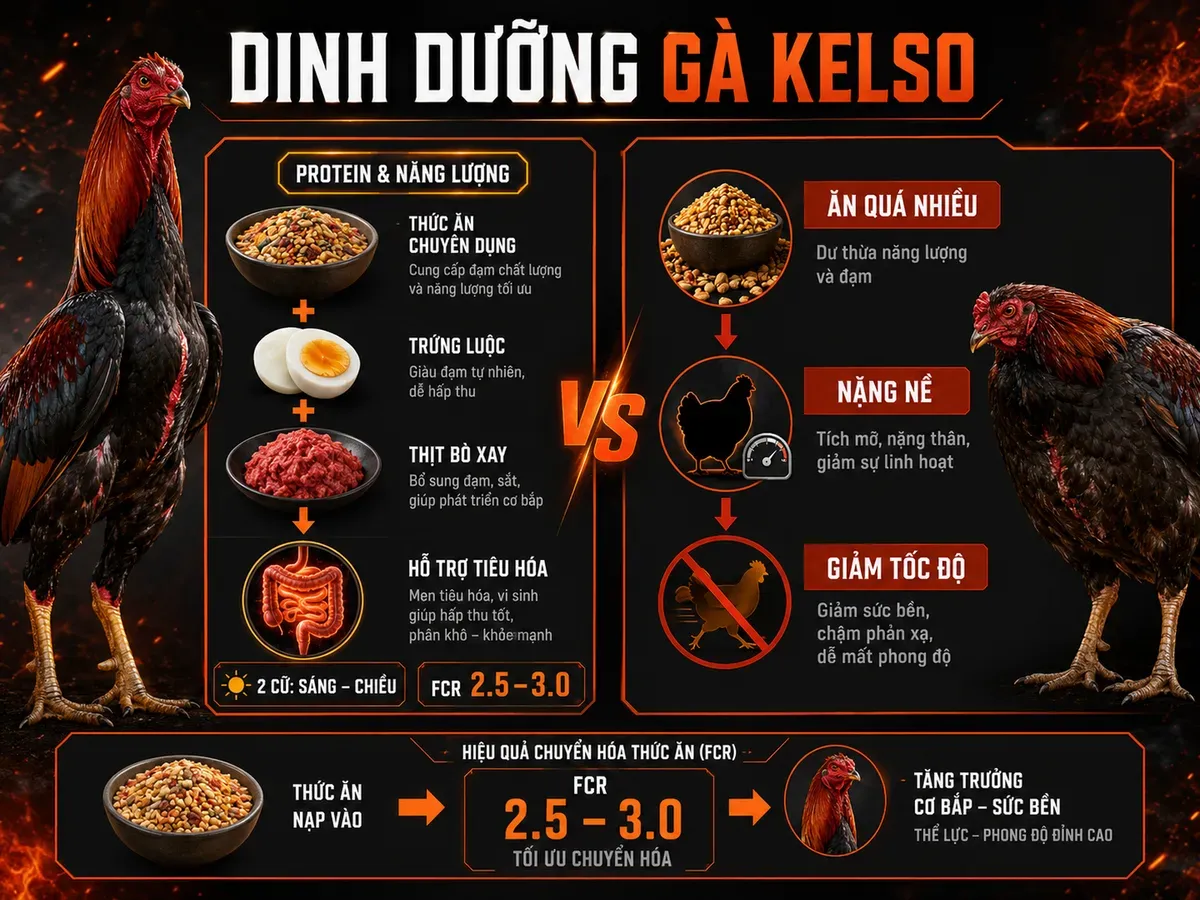 Dinh Dưỡng và Chăm Sóc Gà Kelso