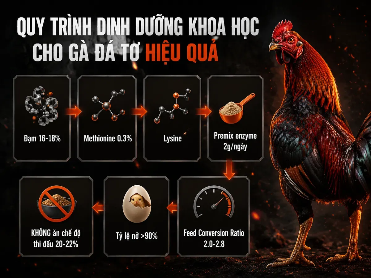 Khẩu phần dinh dưỡng và chỉ số quan trọng cho gà Lemon nọc, cách cho ăn và theo dõi FCR để đảm bảo sinh sản tốt
