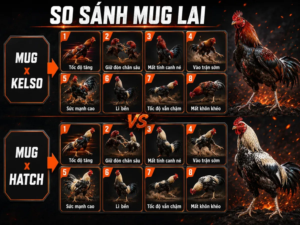 Gà Mug lai Kelso và Mug lai Hatch: có nên lai?