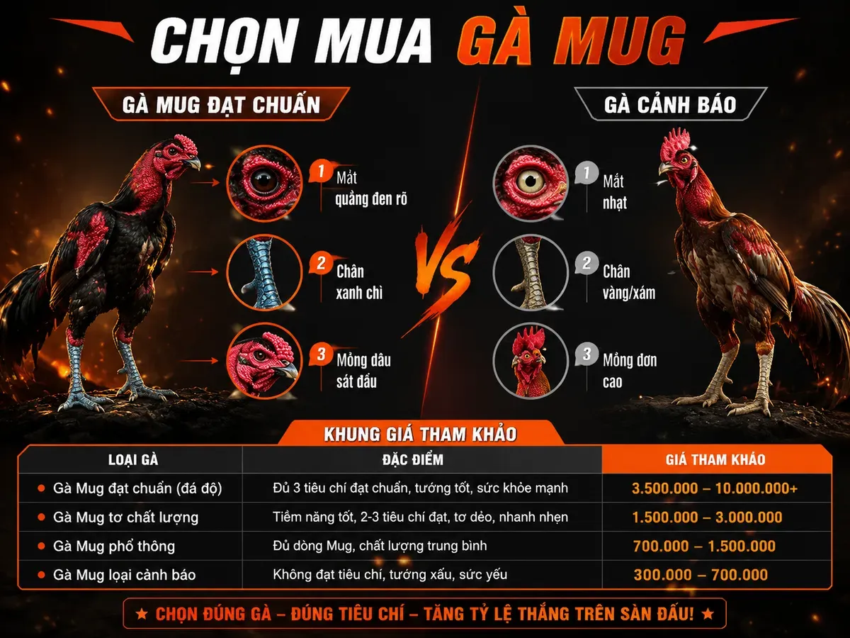 Cách chọn mua gà Mug thuần chủng