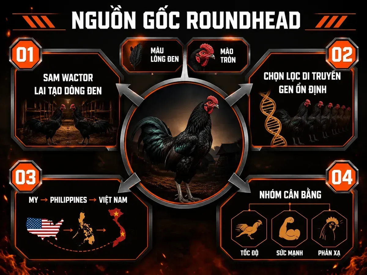 Gà Nigger Roundhead — Dòng Máu Đen Sam Wactor Từ Năm 1921