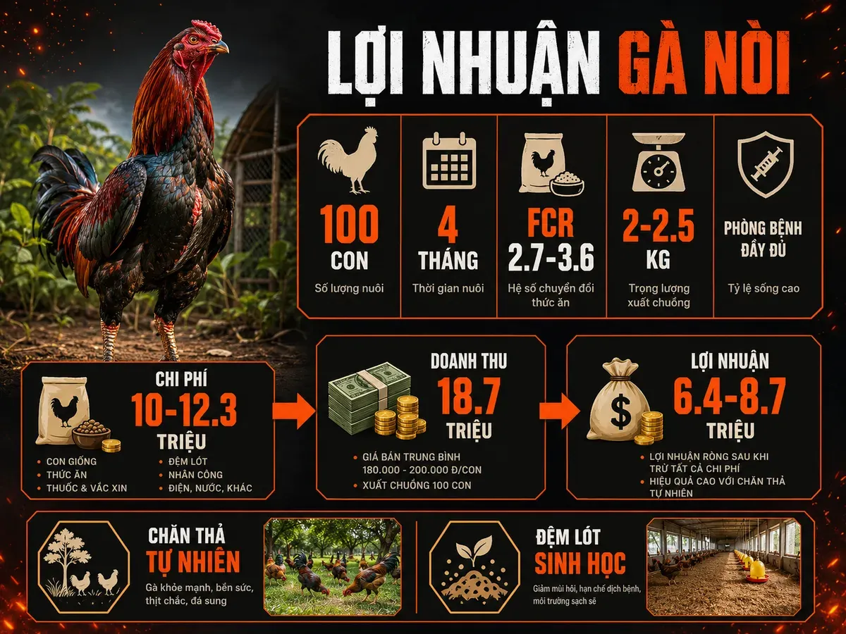 Nuôi gà nòi thương phẩm: mô hình và hiệu quả kinh tế