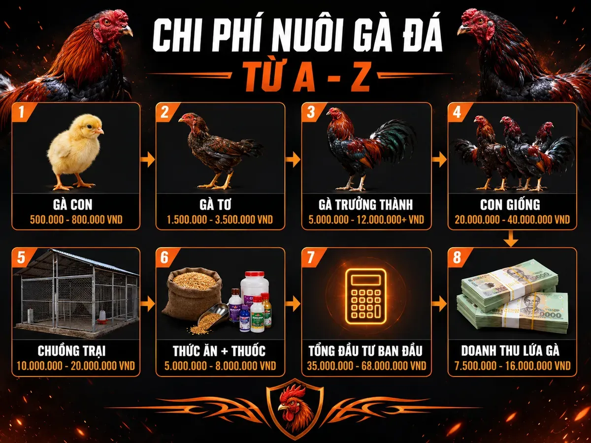 <vi>Bảng so sánh chi phí gà Red Quill theo cấp độ và ROI nuôi tại Nghĩa Gò Công, trực quan dễ đọc</vi>