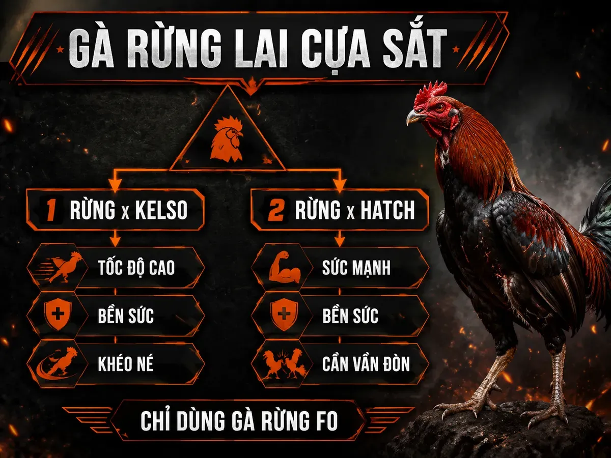 So sánh đặc điểm Gà rừng lai cựa sắt F1, nhấn mạnh lựa chọn giống Rừng x Kelso và Rừng x Hatch