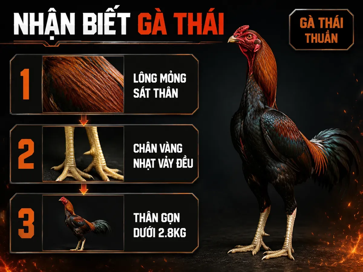 Đặc Điểm Ngoại Hình Gà Thái Thuần Chủng