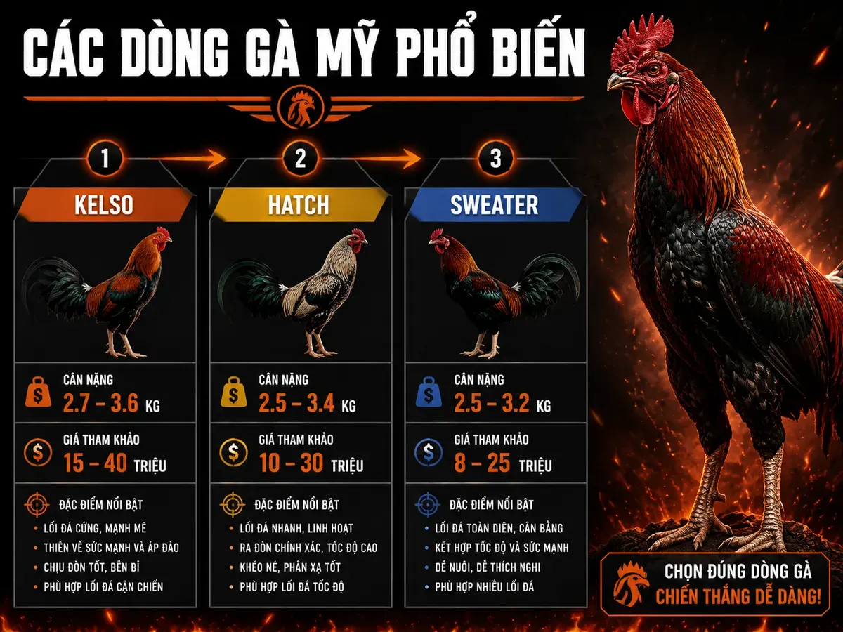 So sánh các dòng gà Mỹ phổ biến tại Việt Nam, trọng lượng, giá và đặc điểm