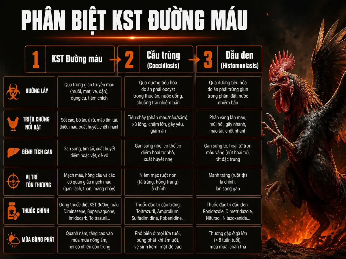 Phân biệt KST đường máu với Cầu trùng và Đầu đen