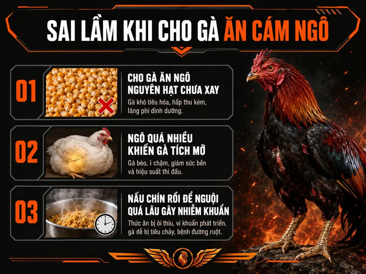 Các sai lầm phổ biến khi cho gà ăn cám ngô, cách xay ngô, tỷ lệ ngô an toàn, thời gian cho ăn sau nấu chín