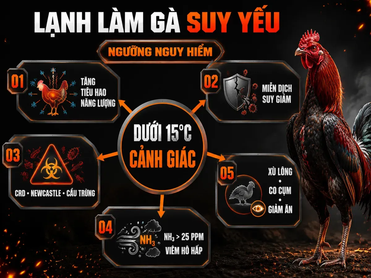 Vì sao gà dễ bệnh khi trời lạnh