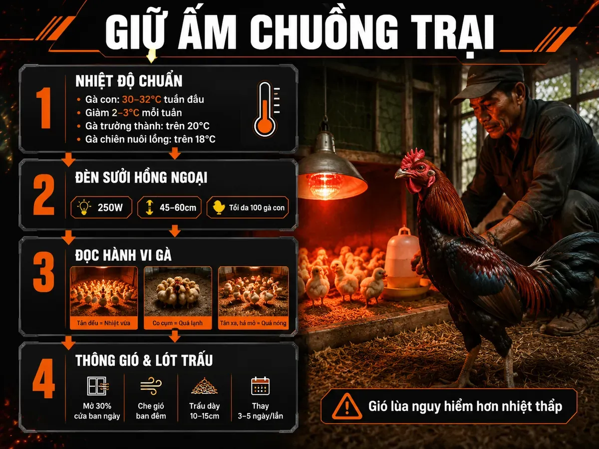 Giữ ấm chuồng trại đúng cách
