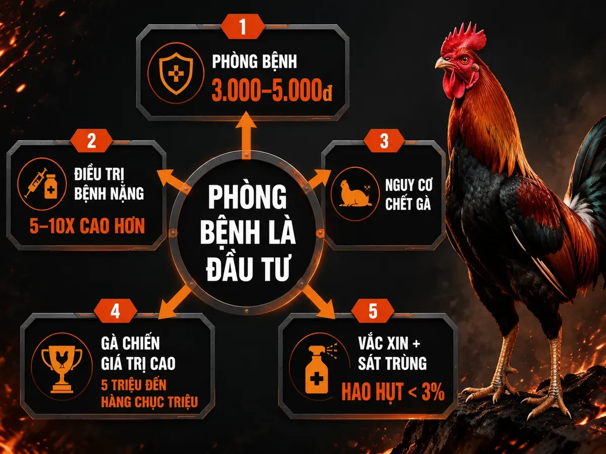 Infographic phòng bệnh cho gà giúp giảm hao hụt và tiết kiệm chi phí hơn điều trị bệnh