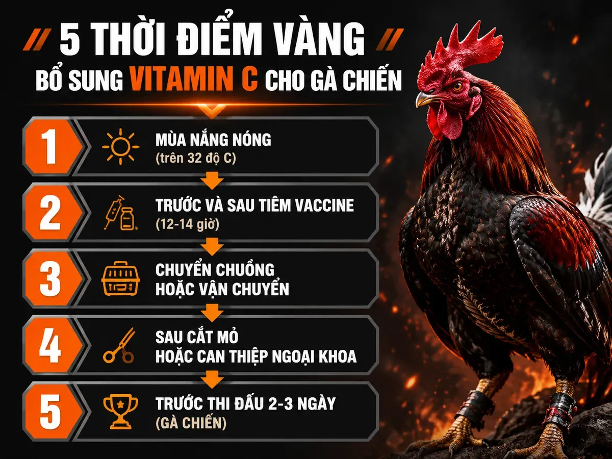 5 Thời Điểm Cần Bổ Sung Vitamin C Cho Gà