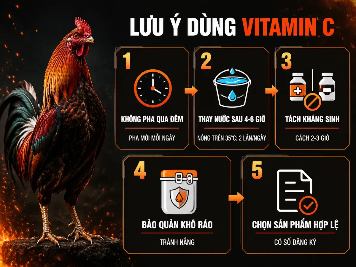 Những Lưu Ý Khi Dùng Vitamin C Cho Gà