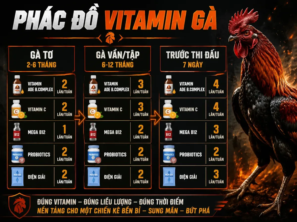 Phác đồ vitamin theo giai đoạn nuôi
