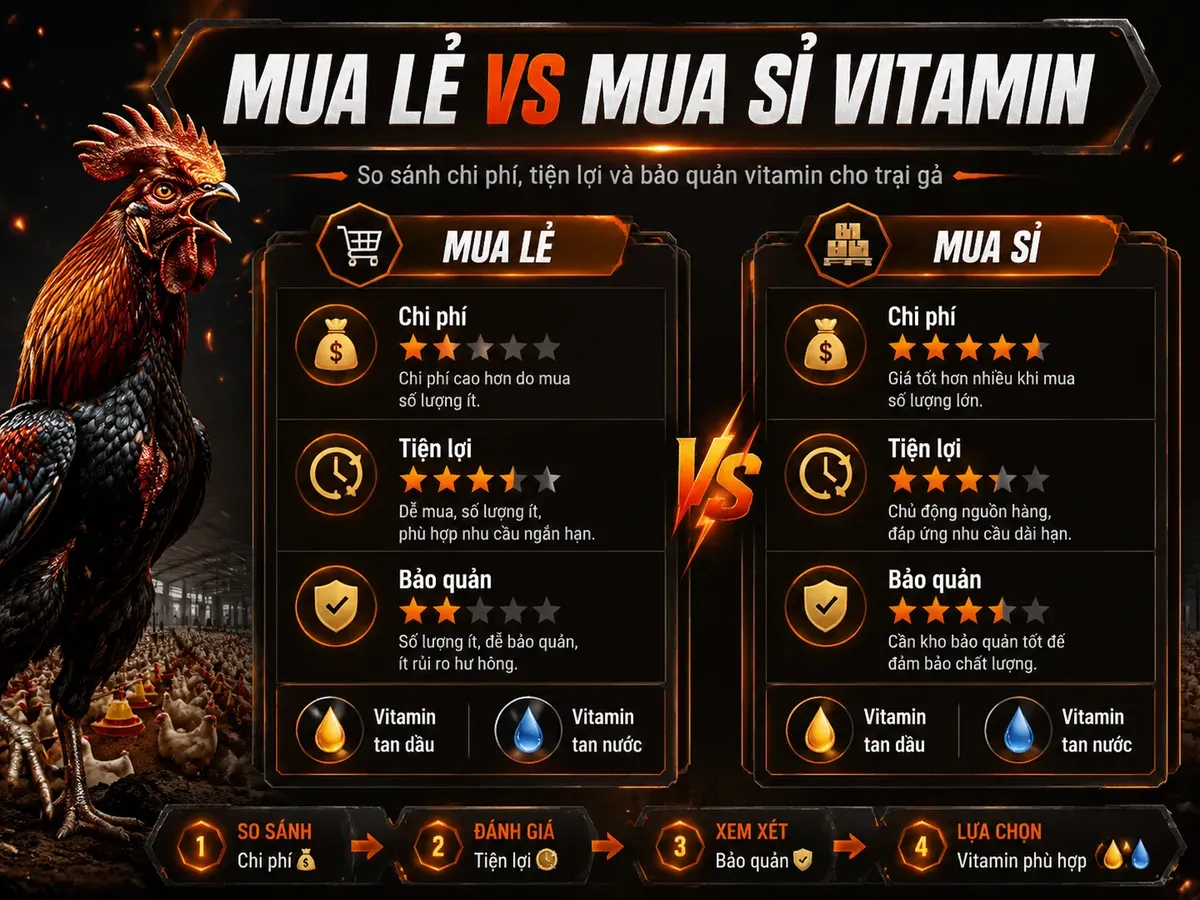 Vitamin cho trại lớn: mua sỉ và quản lý kho