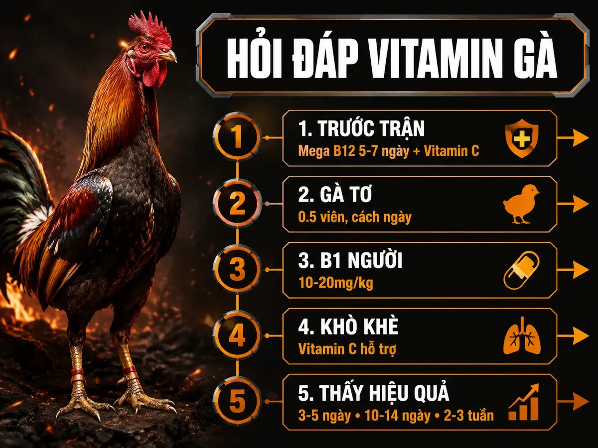 Câu hỏi thường gặp về vitamin cho gà